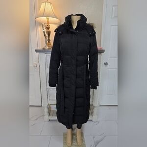 a.n.a Black Long Quilted Puffer Coat with Hood